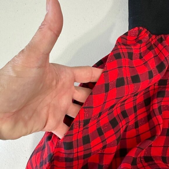 Vintage Clues Collection Shirtdress Plaid Long Sleeve Red Black Pockets - Picture 11 of 16